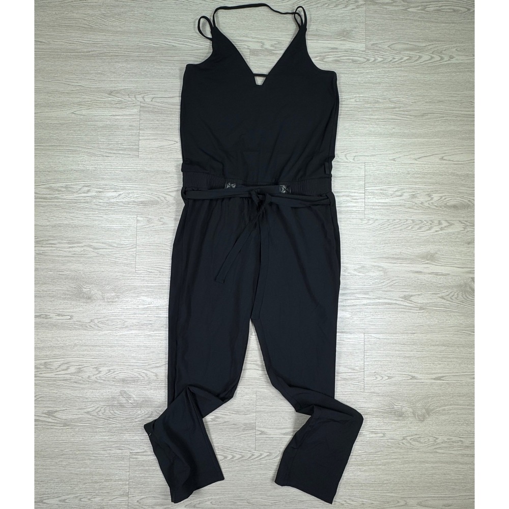 Fabletics Womens‎ Jumpsuit Sleeveless V-Neck Tie Waist Black XS Athleisure